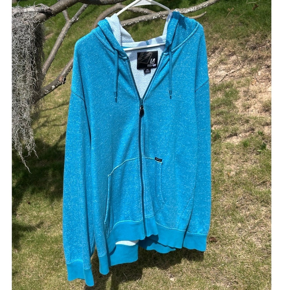 Amplify Mens Full Zip Hoodie Turquoise Blue Heathered Sweatshirt XXL